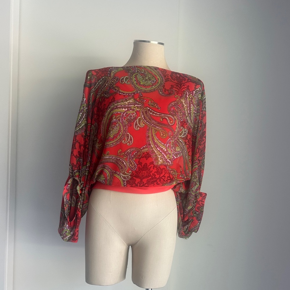 Joseph Ribkoff Red Paisley Blouse